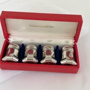 Worcester Pewter USA Antique Salt Shakers Set of 4